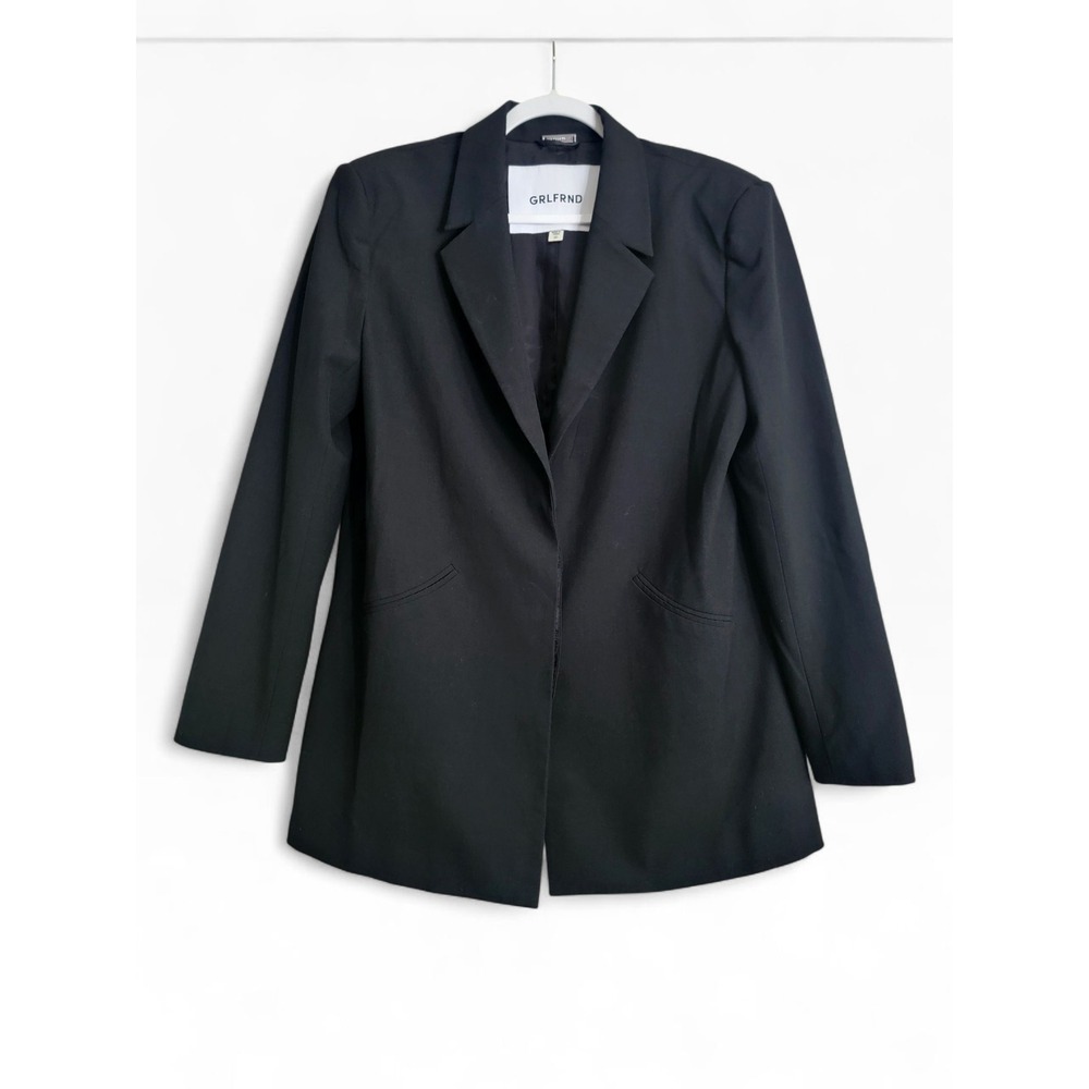 GRLFRND Black Oversized Blazer Notched Lapel Single Button Jacket Large